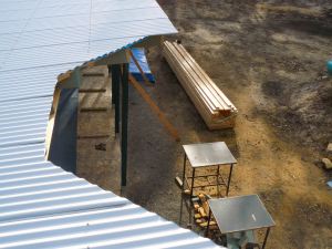 looking down from roof