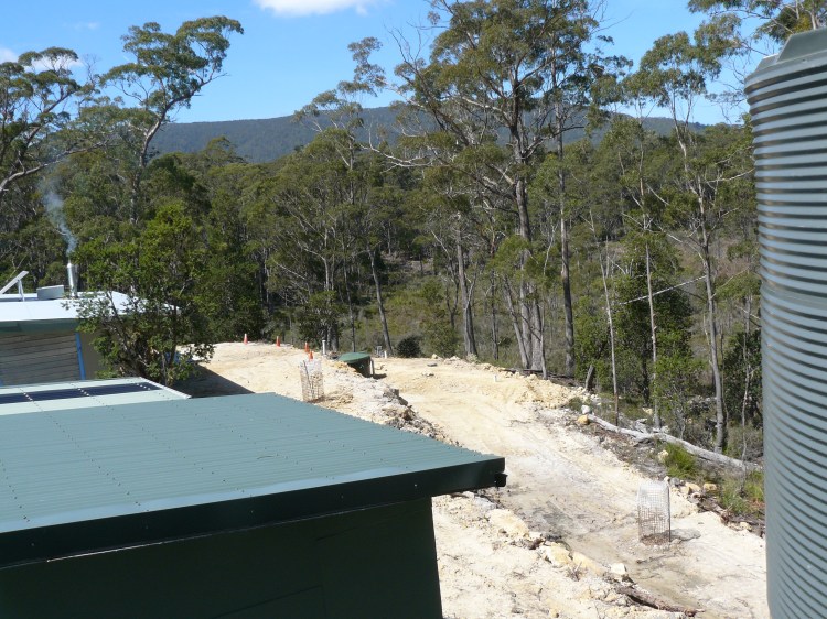 Major earthworks were undertaken behind the house to accommodate the waste water system. Major overkill for a one bedroom cottage but you can't argue with Australian Standards, apparently you have to be prepared just in case another 30 people are going to move in!!